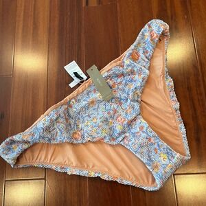 J.Crew Floral Bikini Swim Bottom Textured Smocked Blue Multi New Size Plus 2X